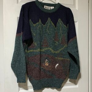 Men's Scenic Crewneck Sweater - Blue and Brown